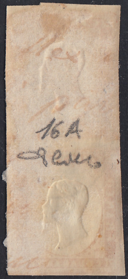 1860 - 1/2 dark blue tornese called "Croce di Savoia" used in the IL PAESE newspaper of 1/1/1861 (16b)