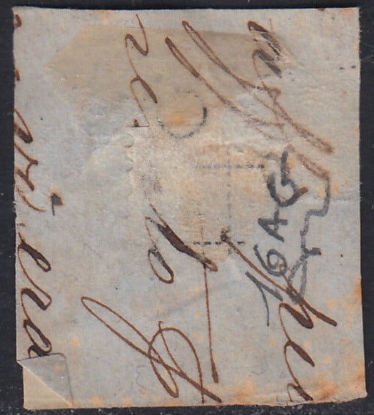 SARD817 - 1857 - IV emissione c. 40 vermiglio arancio chiaro usato Genova (16Ab)