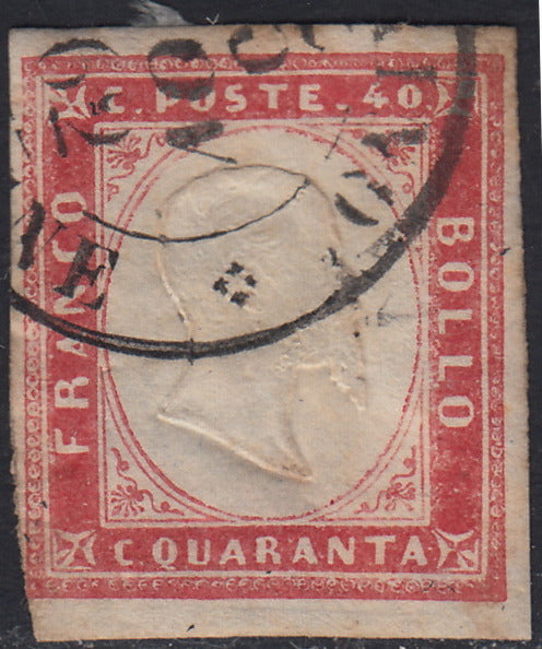 SARD818 - 1862 - IV emissione c. 40 rosa chiaro tiratura 1862 usato (16Ea)