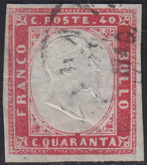 SARD819 - 1862 - IV emissione c. 40 rosa chiaro tiratura 1862 usato (16Ea)