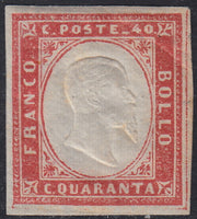 SARD820 - 1863 - IV emissione c. 40 rosa vermiglio tiratura 1863 nuovo con gomma (16F)