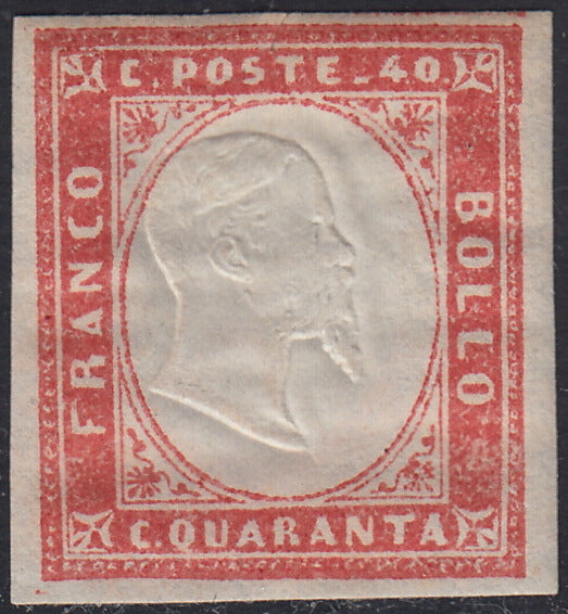 SARD823 - 1863 - IV emissione c. 40 rosa vermiglio smorto tiratura 1863 nuovo con gomma (16Fa)