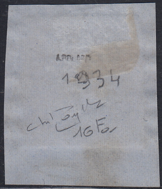 SARD826 - 1863 - IV emissione c. 40 rosa vermiglio smorto usato su framemnto 19/12/63, ultimo mese d'uso (16Fa)