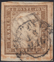 Sard832 - 1861 - IV emissione c. 10 grigio bistro chiaro I tavola usato (14Cc)
