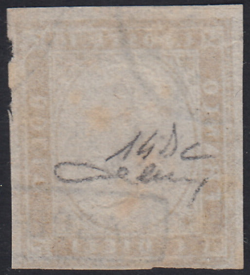 Sard841 - 1862 - IV emissione c. 10 giallo olivastro II tavola usato (14Dc)