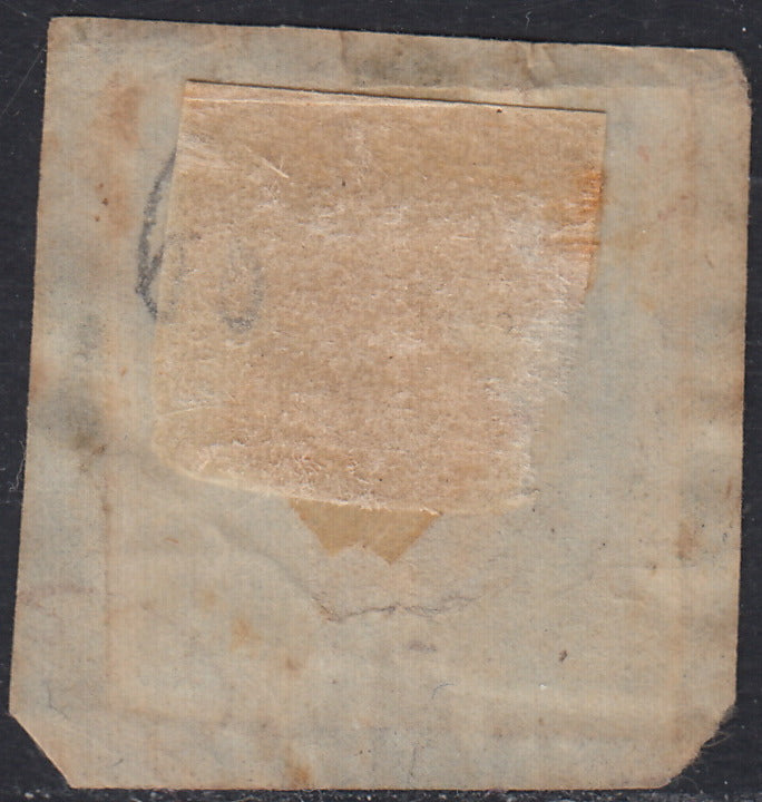 Sard846 - 1860 - IV emissione c. 20 azzurro scurissimo I tavola usato su frammento (15C)