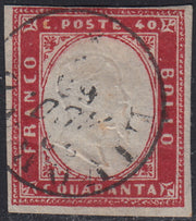 SARD853 - 1862 - IV emissione c. 40 rosa carminio usato (16E)