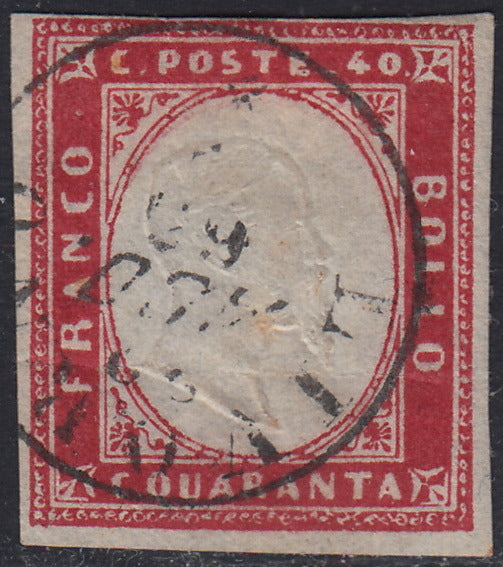 SARD853 - 1862 - IV emissione c. 40 rosa carminio usato (16E)
