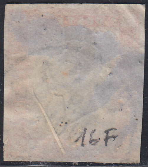 SARD857 - 1863 - IV emissione c. 40 rosa vermiglio usato MILANO (16F)