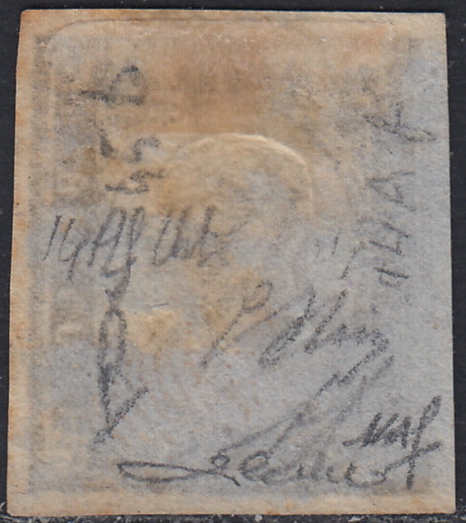 Sard873 - 1859 - IV emissione c. 10 bruno cioccolato scuro I tavola usato (14Af)