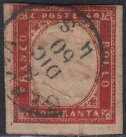 1860 - 1/2 dark blue tornese called "Croce di Savoia" used in the IL PAESE newspaper of 1/1/1861 (16b)