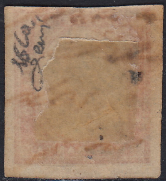 1860 - 1/2 dark blue tornese called "Croce di Savoia" used in the IL PAESE newspaper of 1/1/1861 (16b)