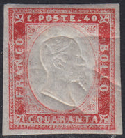 1860 - 1/2 dark blue tornese called "Croce di Savoia" used in the IL PAESE newspaper of 1/1/1861 (16b)