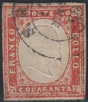 1860 - 1/2 dark blue tornese called "Croce di Savoia" used in the IL PAESE newspaper of 1/1/1861 (16b)