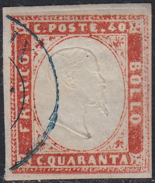 1860 - 1/2 dark blue tornese called "Croce di Savoia" used in the IL PAESE newspaper of 1/1/1861 (16b)