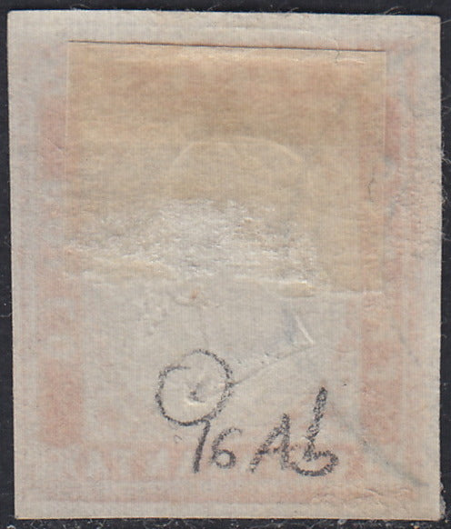 1860 - 1/2 dark blue tornese called "Croce di Savoia" used in the IL PAESE newspaper of 1/1/1861 (16b)