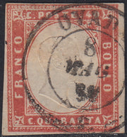 1860 - 1/2 dark blue tornese called "Croce di Savoia" used in the IL PAESE newspaper of 1/1/1861 (16b)