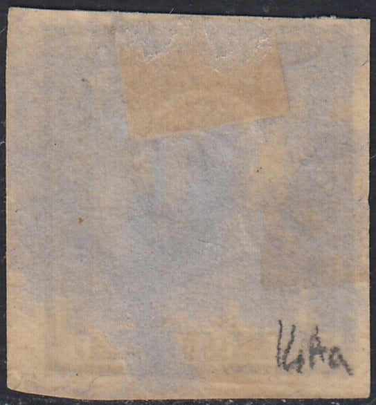 Sard910 - 1861 - IV emissione c. 10 grigio olivastro scuro I tavola usato (14Ca)