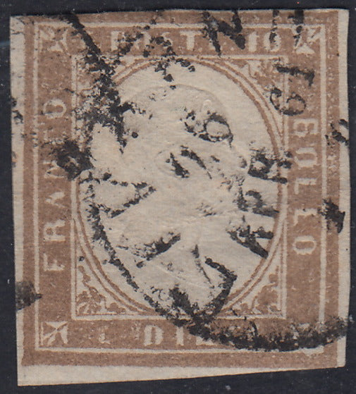 1860 - 1/2 dark blue tornese called "Croce di Savoia" used in the IL PAESE newspaper of 1/1/1861 (16b)