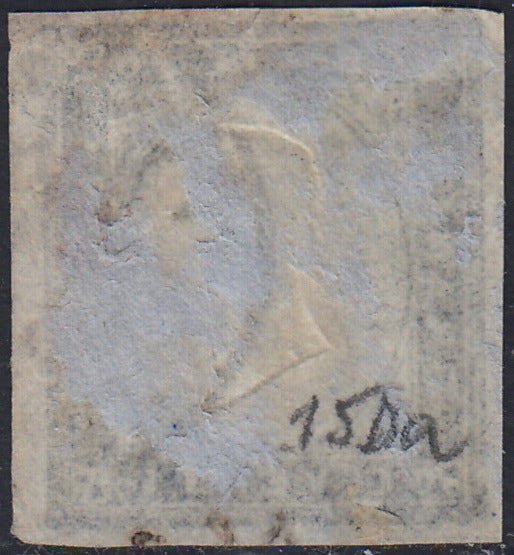 1860 - 1/2 dark blue tornese called "Croce di Savoia" used in the IL PAESE newspaper of 1/1/1861 (16b)