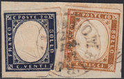 1851 - Effigy of Vittorio Emanuele II facing right, 1st issue c. 20 light blue used late 8/20/57 (2, R2 points)