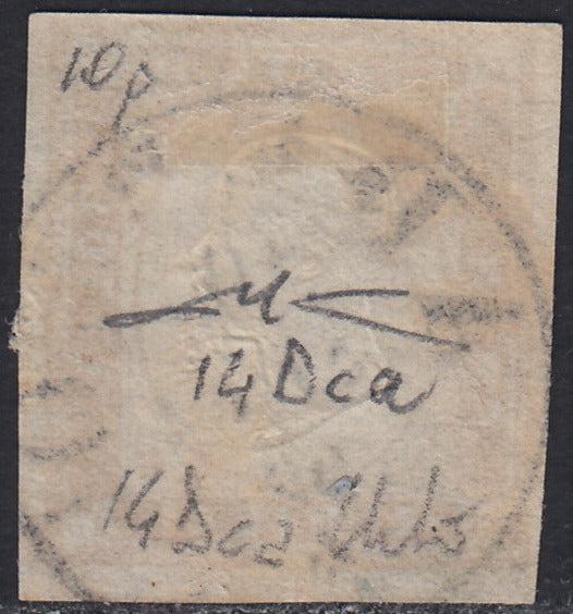 1860 - 1/2 dark blue tornese called "Croce di Savoia" used in the IL PAESE newspaper of 1/1/1861 (16b)