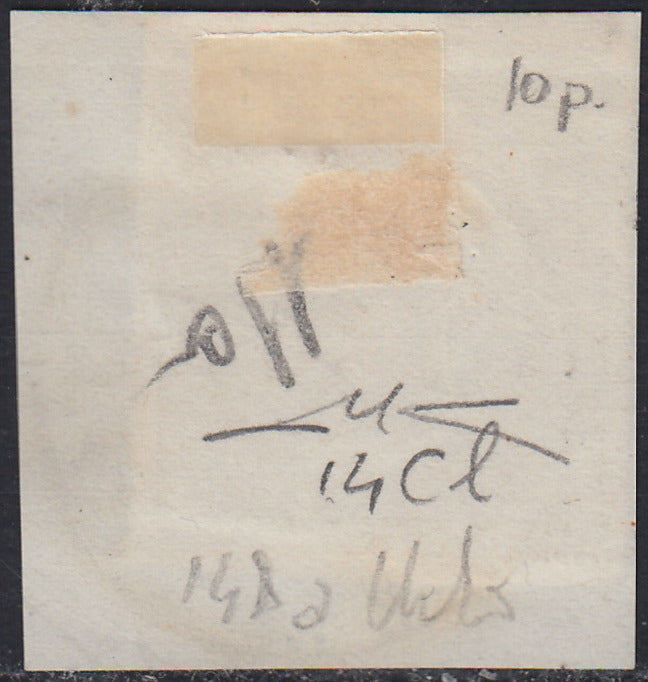 1860 - 1/2 dark blue tornese called "Croce di Savoia" used in the IL PAESE newspaper of 1/1/1861 (16b)