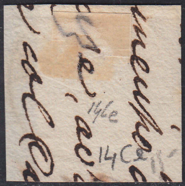 1860 - 1/2 dark blue tornese called "Croce di Savoia" used in the IL PAESE newspaper of 1/1/1861 (16b)