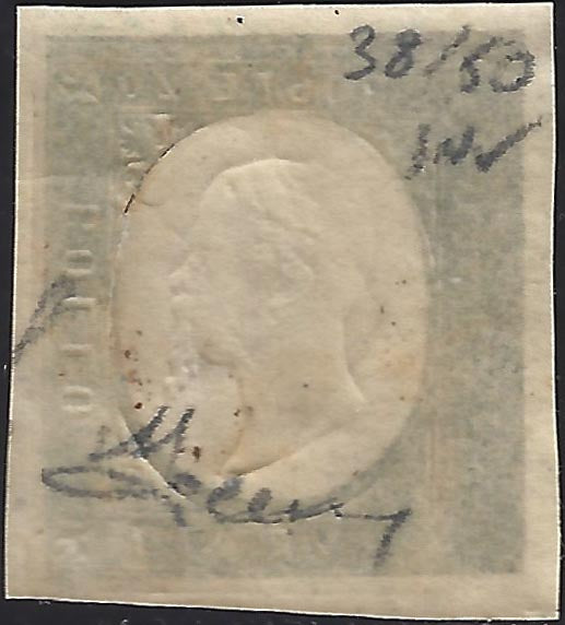 Sard983 - 1854 - III issue c. 20 light blue, II composition (Not Issued) new with original rubber (11)