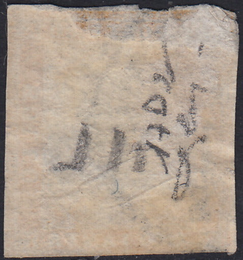 1860 - 1/2 dark blue tornese called "Croce di Savoia" used in the IL PAESE newspaper of 1/1/1861 (16b)