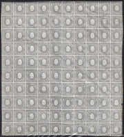 SardF7 - 1861 - Stamps for Printing c. 1 gray black complete sheet of 100 new copies with intact rubber. (19).