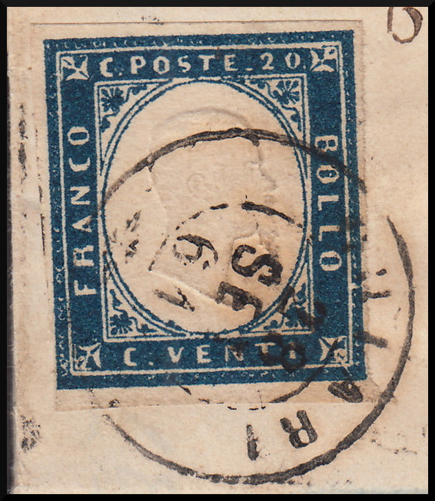 40 - 1861 - Letter sent from Chiari to Brescia 28/9/61 franked with c. 20 dark ultramarine cobalt II plate (15Di) 