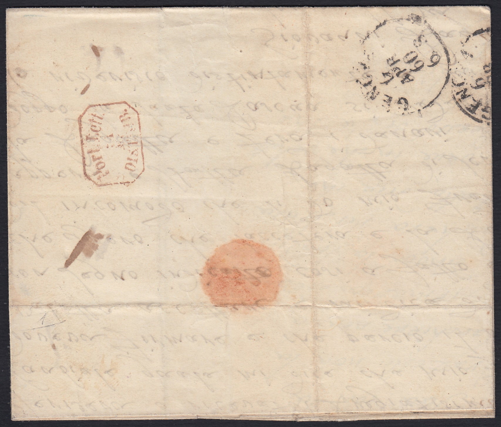 SARDSP160 - 1860 - Lettera spedita da Borzonasca per Genova 6/4/60 affrancata con c. 20 azzurro (15Ca)