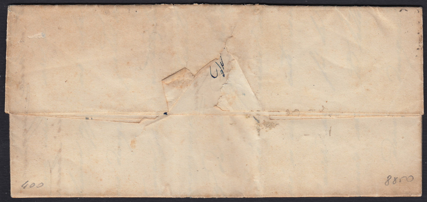 164 - 1861 - Letter sent from Termini to Cefalù 15/6/61 franked with c. 10 very dark gray olive I table, rare color (14Cb). 