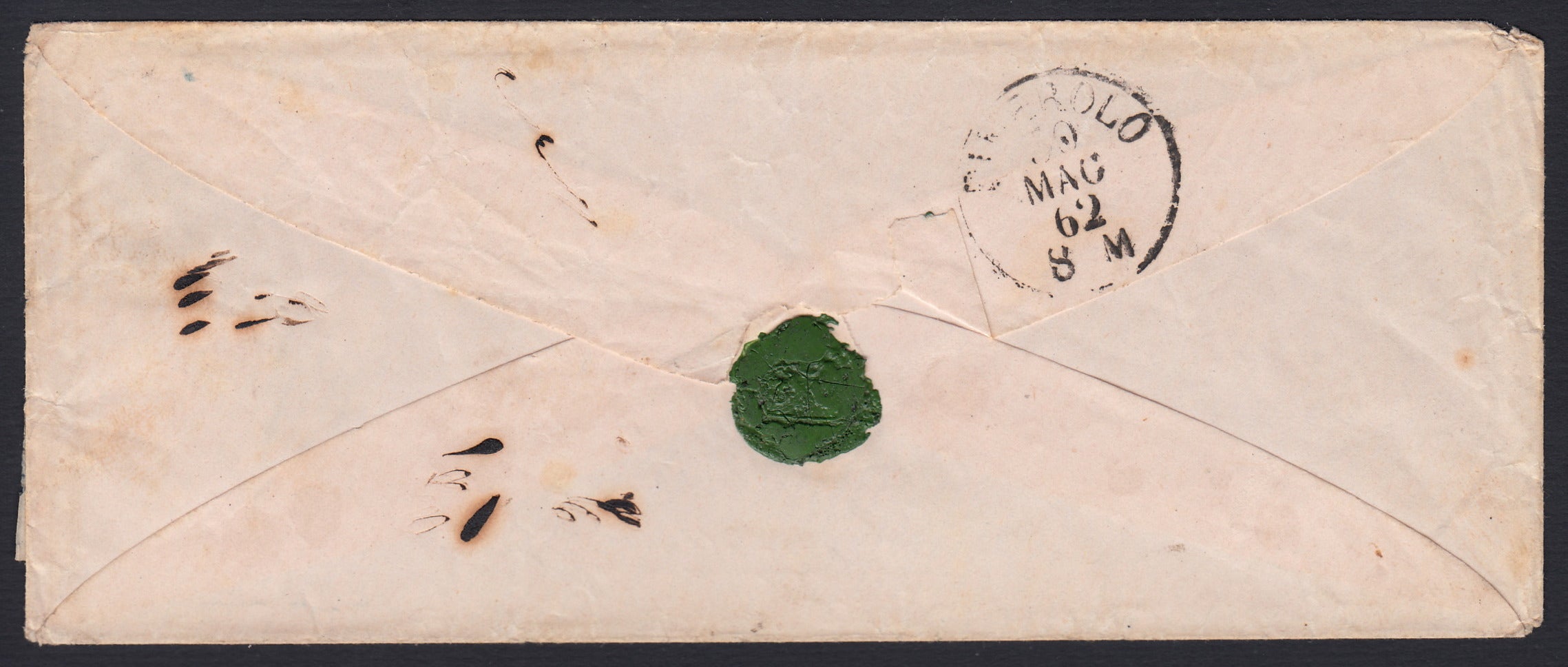 SARDSP165 - 1862 - Lettera spedita da Torino per Pignesol 20/5/60affrancata con c. 20 indaco nero II question (15)