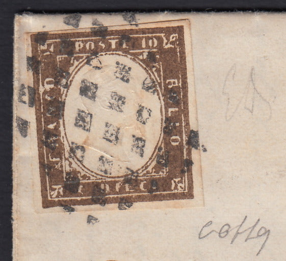 166 - 1861 - Letter sent from Pisa to Florence 11/2/61 canceled with the Prato diamond mute in transit and then sent back to Pisa. (14Bd). 