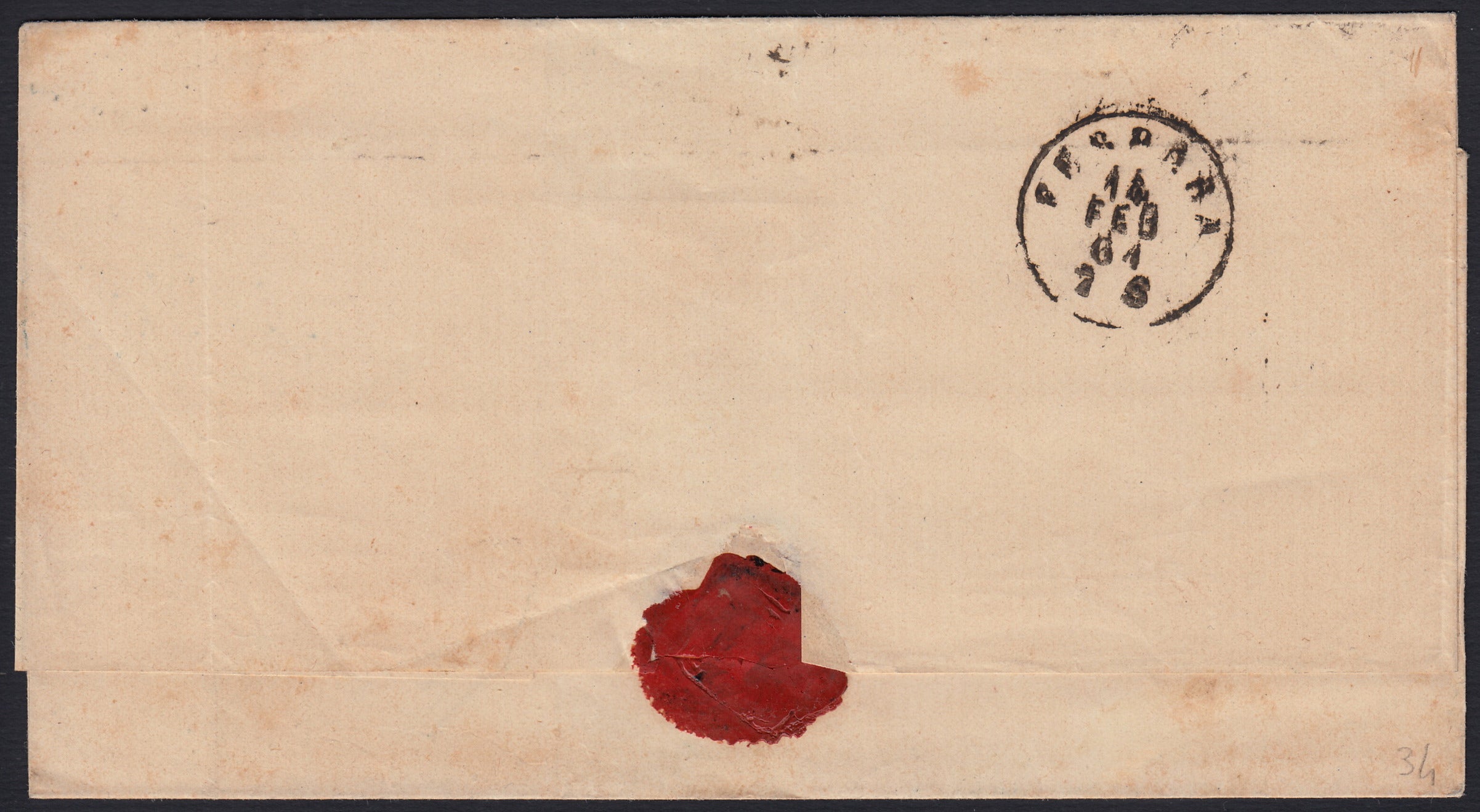 SARDSP170 - 1861 - Lettera spedita da Bologna per Ferrara 14/2/661 affrancata con c. 20 celeste iI tavola (15Da)
