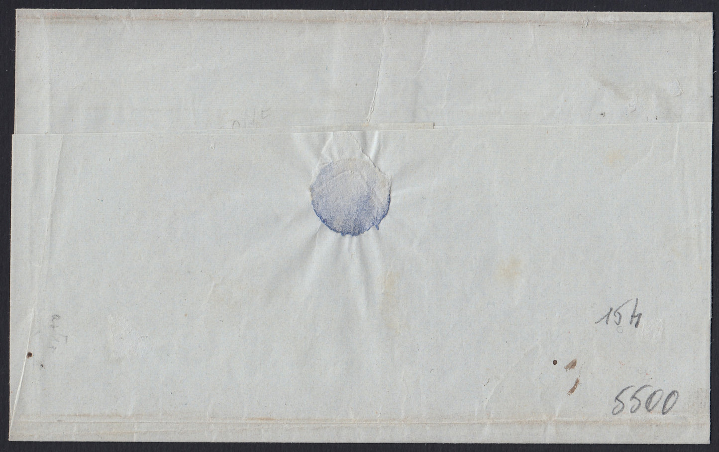 190 - 1855  Lettera spedita da Torino per Casale 11/10/55 affrancata con c. 20 celeste vivace I tavola tiratura 55 (15h)