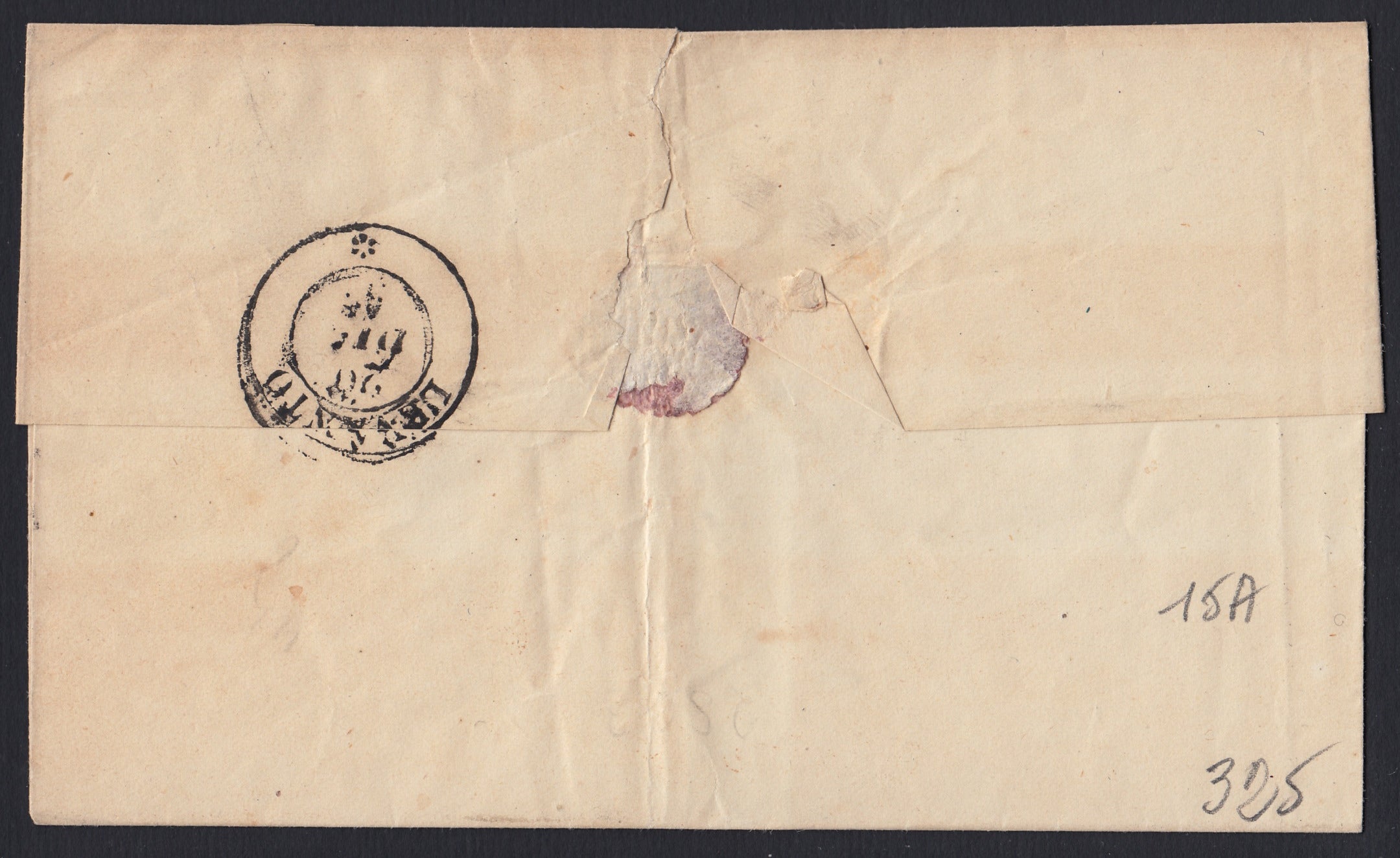 196 - 1857 - Letter sent from Genoa to Levanto 12/19/57 franked with c. 20 Greyish blue I table edition 1857 (15A) 