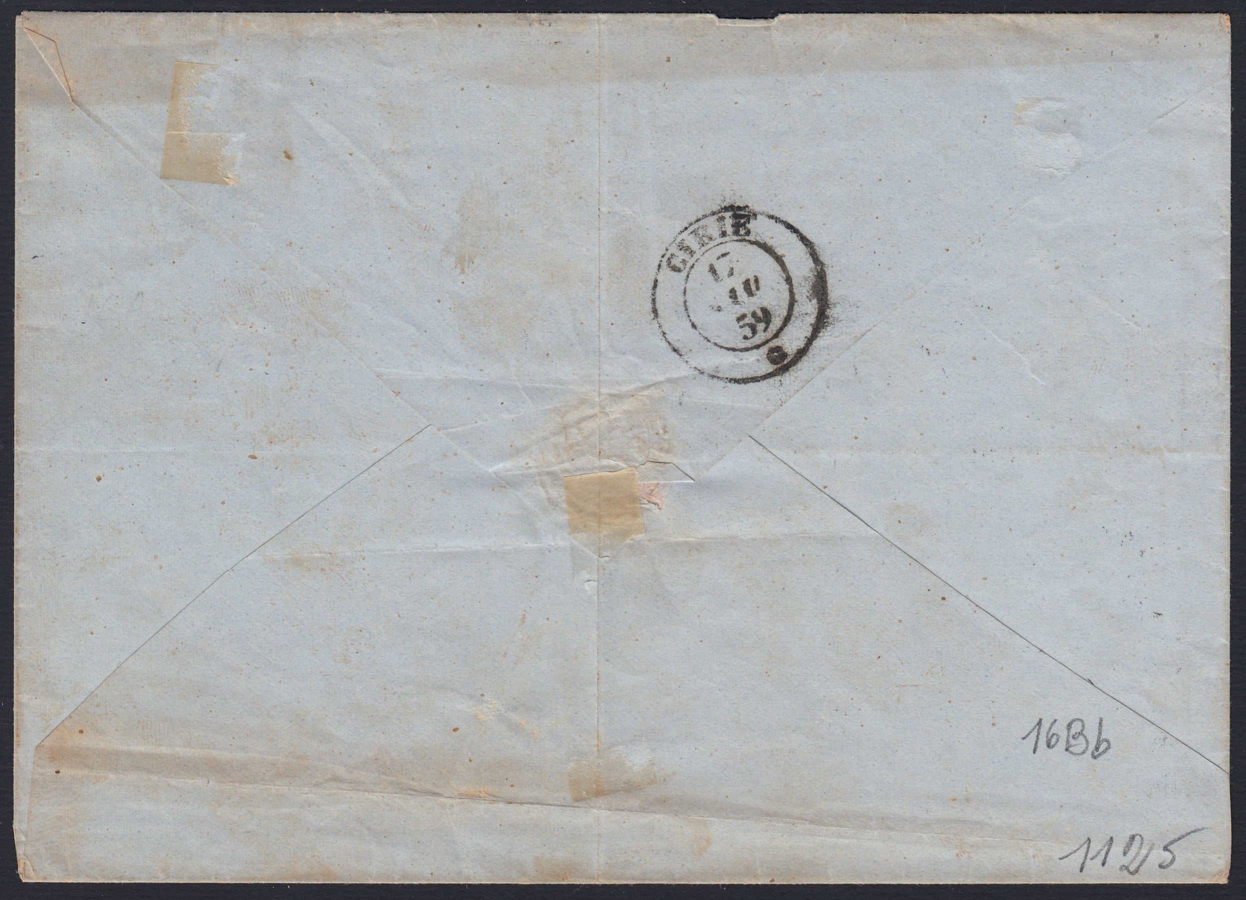 203 - 1859 - Letter sent from Turin to Corio 16/6/59 franked with c. 40 carmine red edition 1859 (16Bb) 