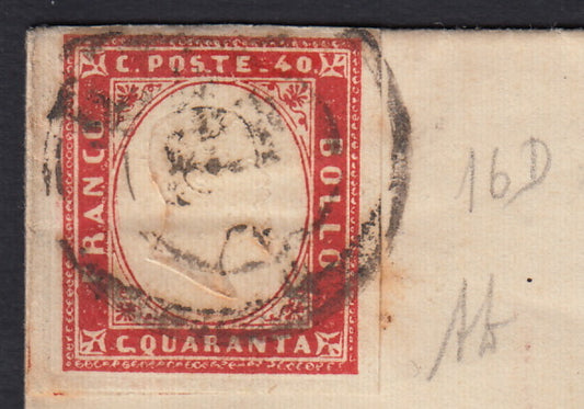 234- 1861 - IV número, Carta enviada desde Cesena a Módena el 11/02/61 franqueada con c. 40 rojo carmín edición 1861 (16D, Rattone n. 41a)
