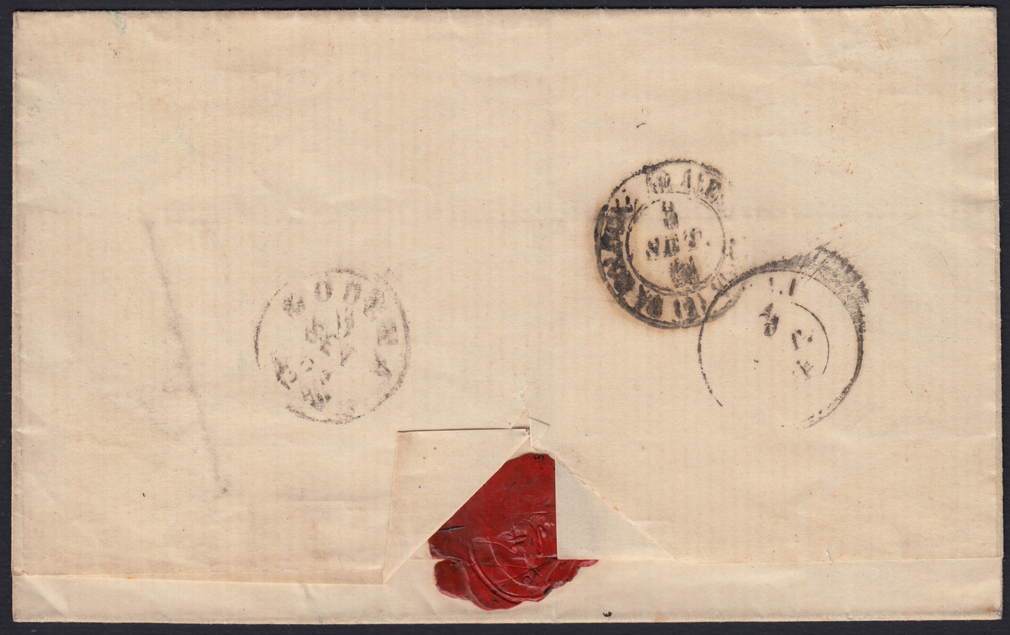 234- 1861 - IV issue, Letter sent from Cesena to Modena 2/11/61 franked with c. 40 carmine red edition 1861 (16D, Rattone n. 41a)