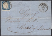 SARDSP236 - 1858 - Lettera spedita da Genova per Sestri Levante affrancata con c. 20 azzurro grigiastro della I tavola (15A)