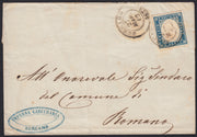 SARDSP265 - 1862 - Lettera spedita da Bergamo (Alta) per Romano 27/3/62 affrancata con c. 20 celeste II tavola (15D)