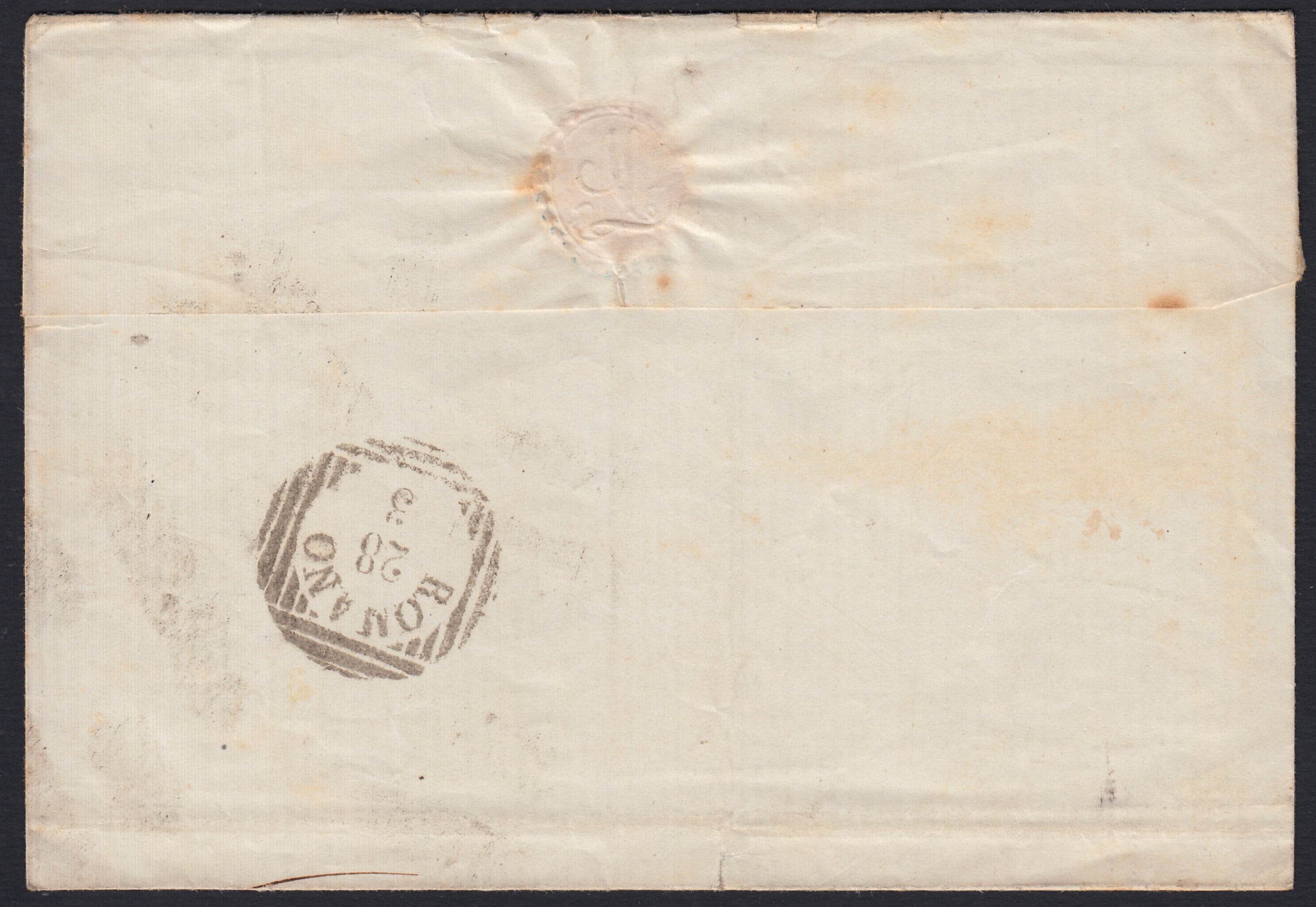SARDSP265 - 1862 - Lettera spedita da Bergamo (Alta) per Romano 27/3/62 affrancata con c. 20 celeste II tavola (15D)