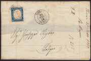 SARDSP276 - 1862 - Lettera spedita da Terni Umbria per Foligno 24/2/62 affrancata con c. 20 celeste II tavola (15Da)