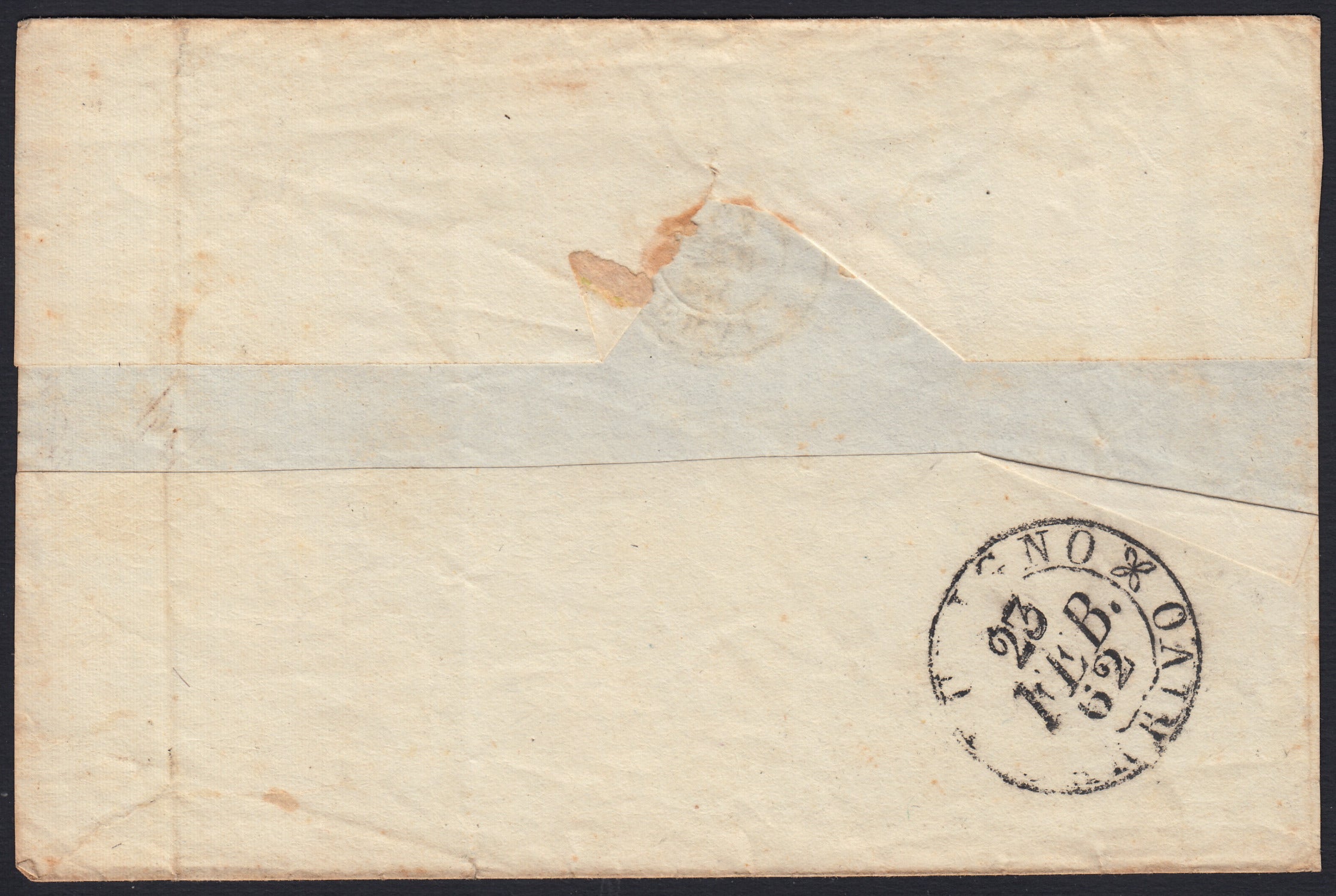 SARDSP276 - 1862 - Lettera spedita da Terni Umbria per Foligno 24/2/62 affrancata con c. 20 celeste II tavola (15Da)