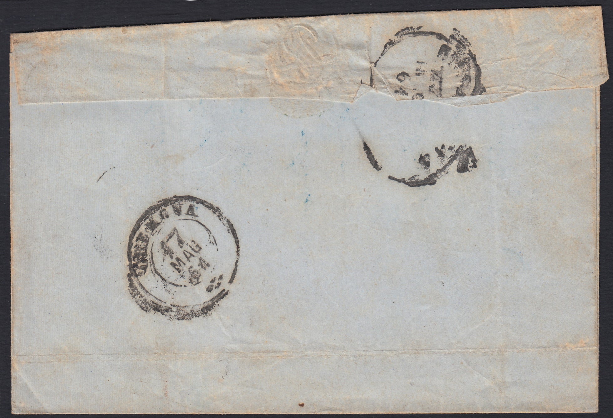 SARDSP267 - 1862 - Lettera spedita da Piacenza per Brescia 16/5/62 affrancata con c. 20 celeste (15Da)