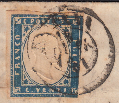 SARDSP268 - 1862 - Lettera spedita da Ravenna per Firenze 18/7/62 affrancata con c. 20 celeste chiaro II tavola (15D)