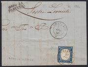 SARDSP269 - 1860 - Lettera spedita da Chiavari per Sestri Levante 21/4/&0 affrancata con c. 20 celeste I tavola (15Ca)